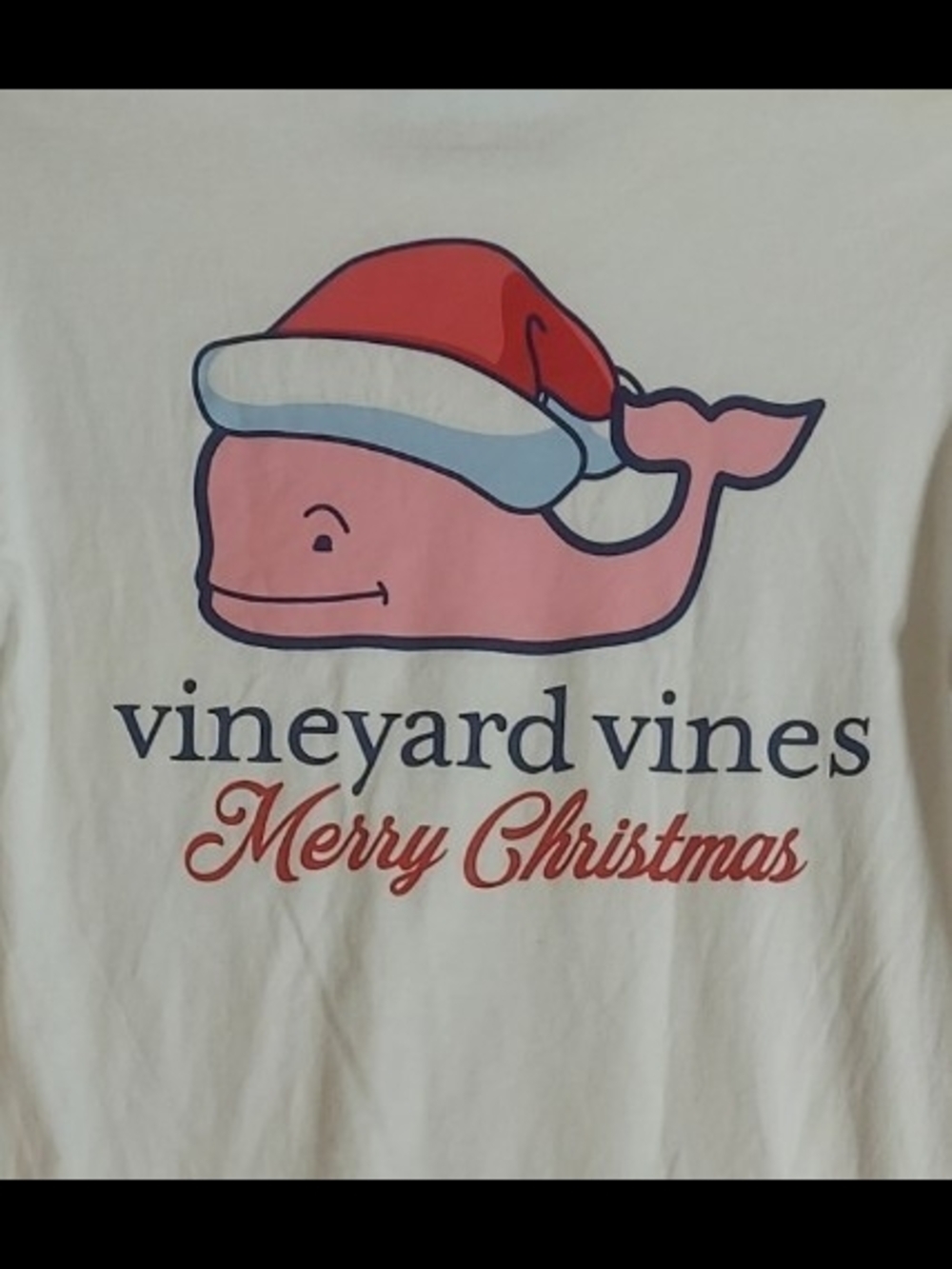 Vineyard Vines Christmas Long Sleeve T-Shirt Men's Small Santa Whale Pocket Tee